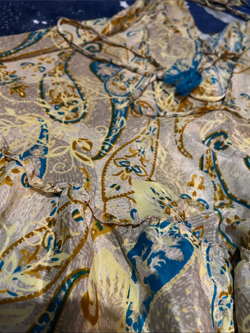Boho Paisley Halter Sundress in Teal & Gold - Picture 3 of 3
